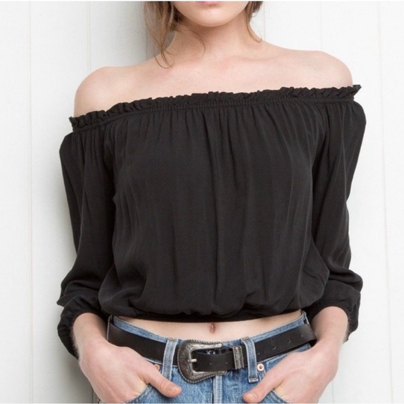 Brandy Melville Black Off-Shoulder Maura One Size Made in Italy Whimsigoth - Picture 1 of 8